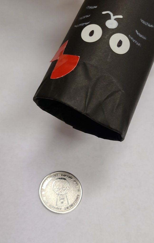 黒い袋の一部とその下に置かれた硬貨が写っている画像